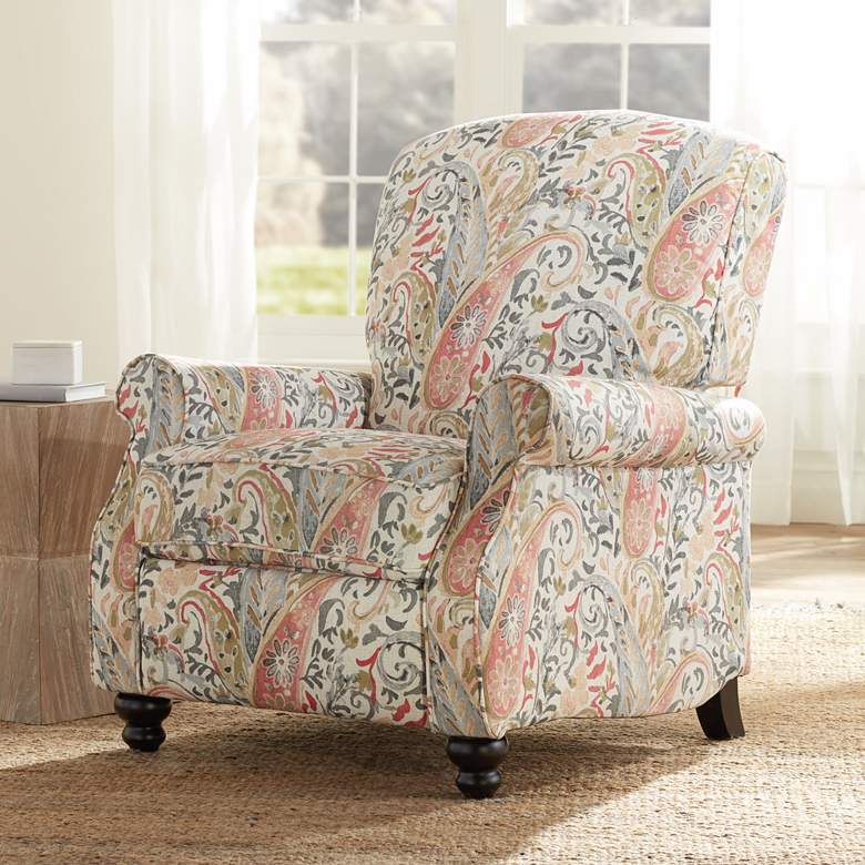 Ethel Coral Paisley Push Back Recliner Chair
