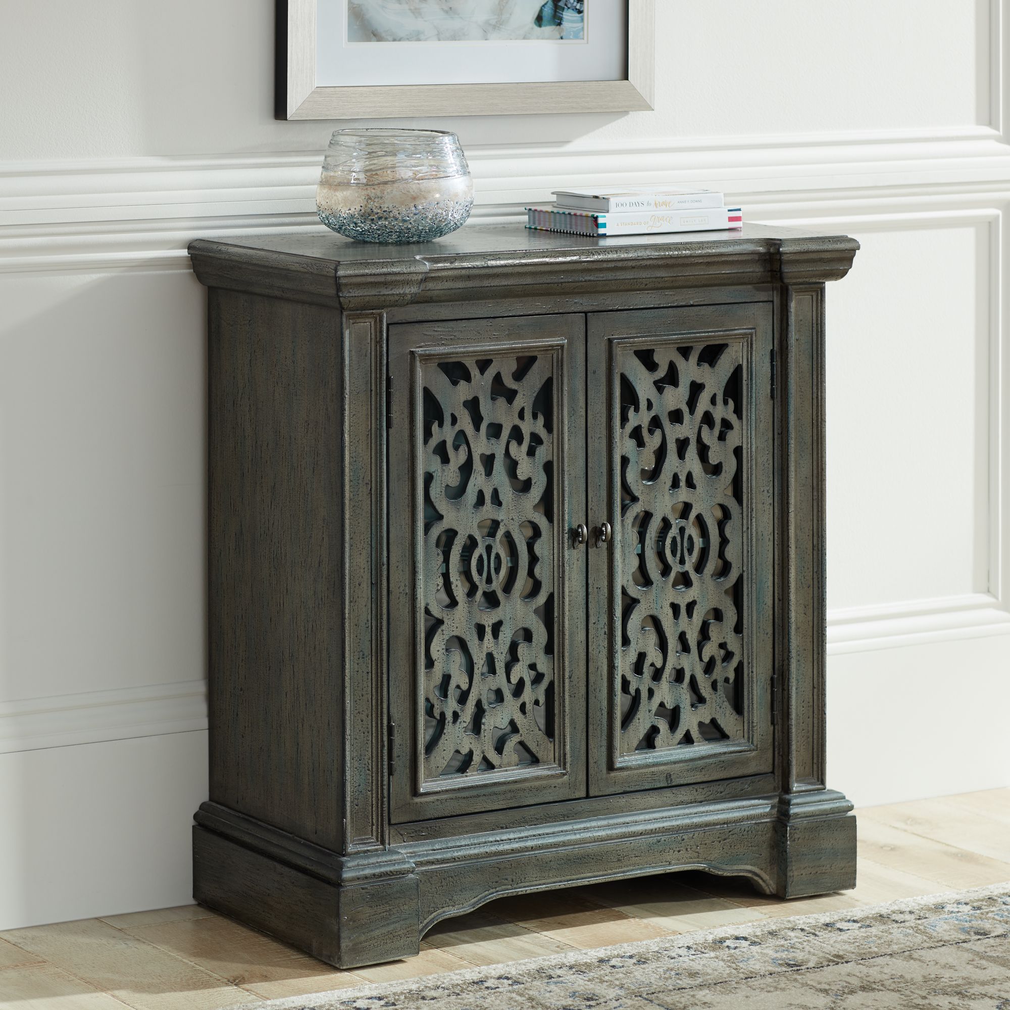 Midvale 32" Wide Textured Gray-Blue 2-Door Cabinet