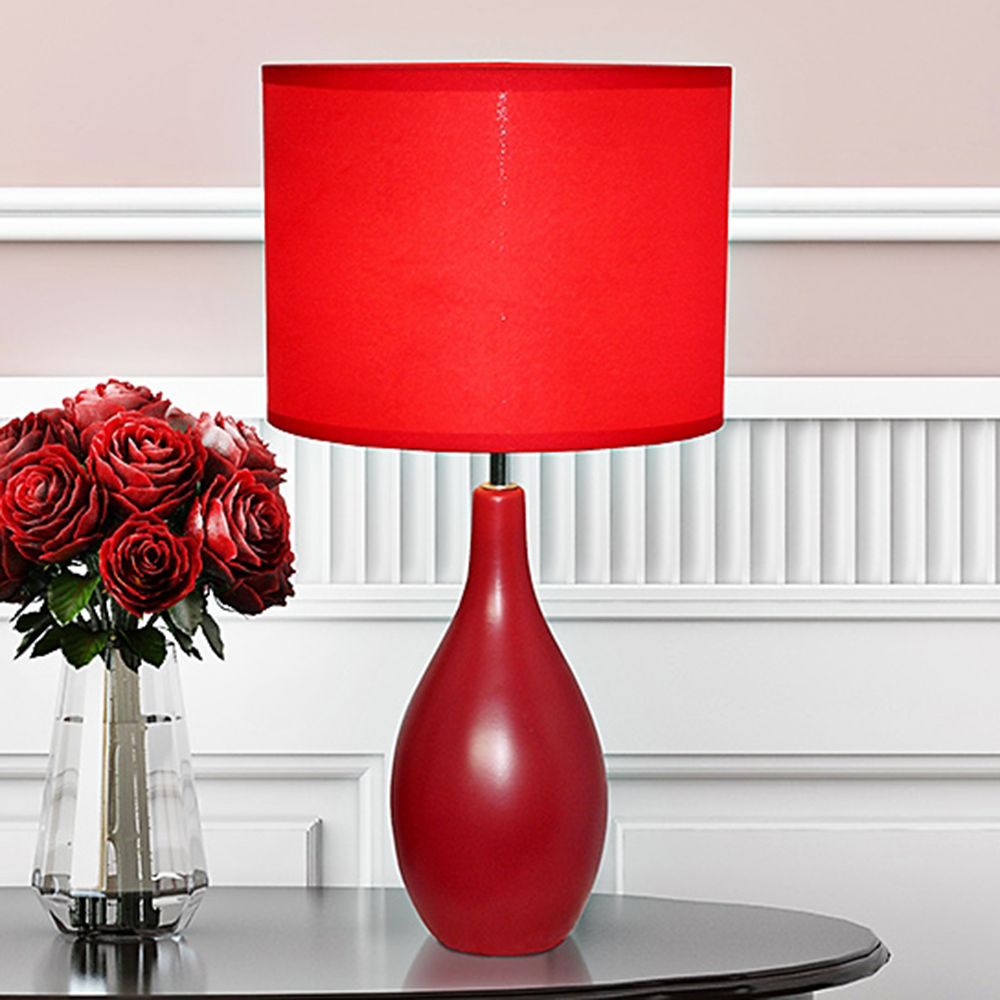 Loma Red 19"H Oval Bowling Pin Ceramic Accent Table Lamp