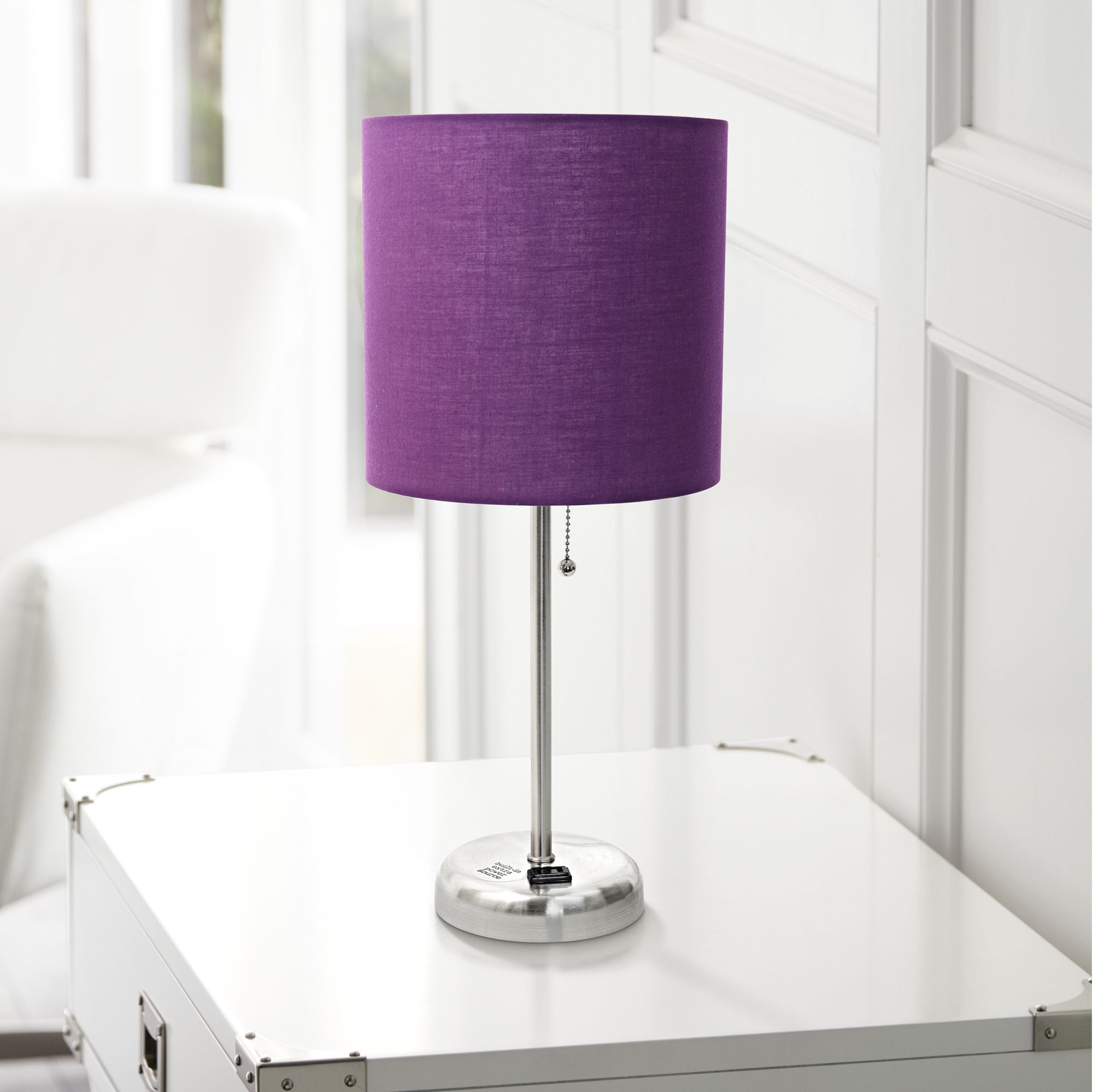Ben Brushed Steel 19 1/2" High Accent Table Lamp w/ Purple Shade 35W16 Lamps Plus