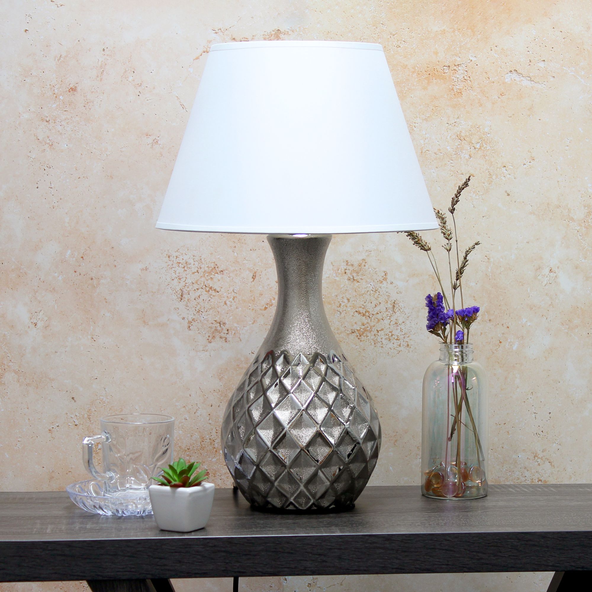Juliet Metallic Silver Ceramic Accent Table Lamp 35W23 Lamps Plus
