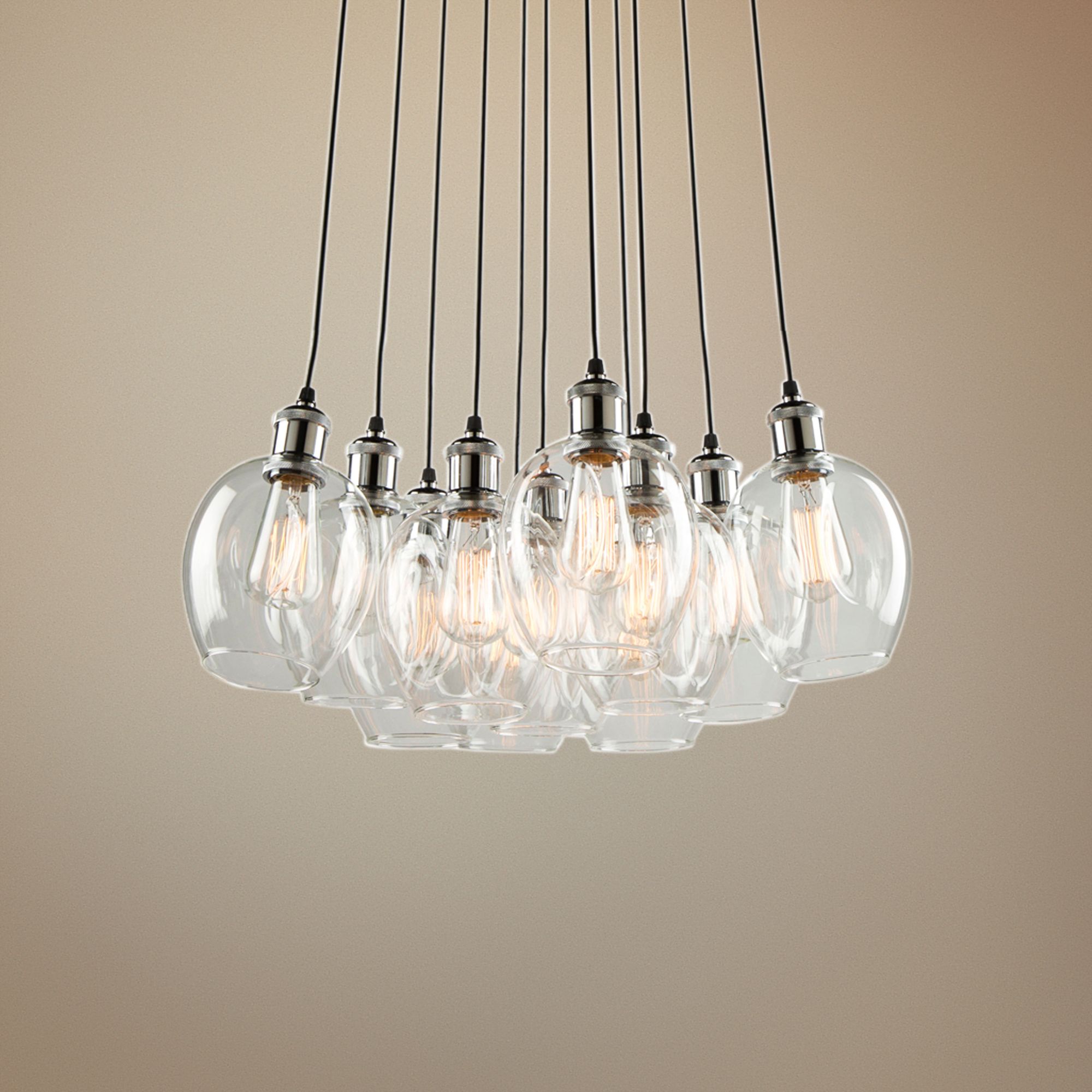 Clearwater 22"W Polish Nickel and Black Multi Light Pendant