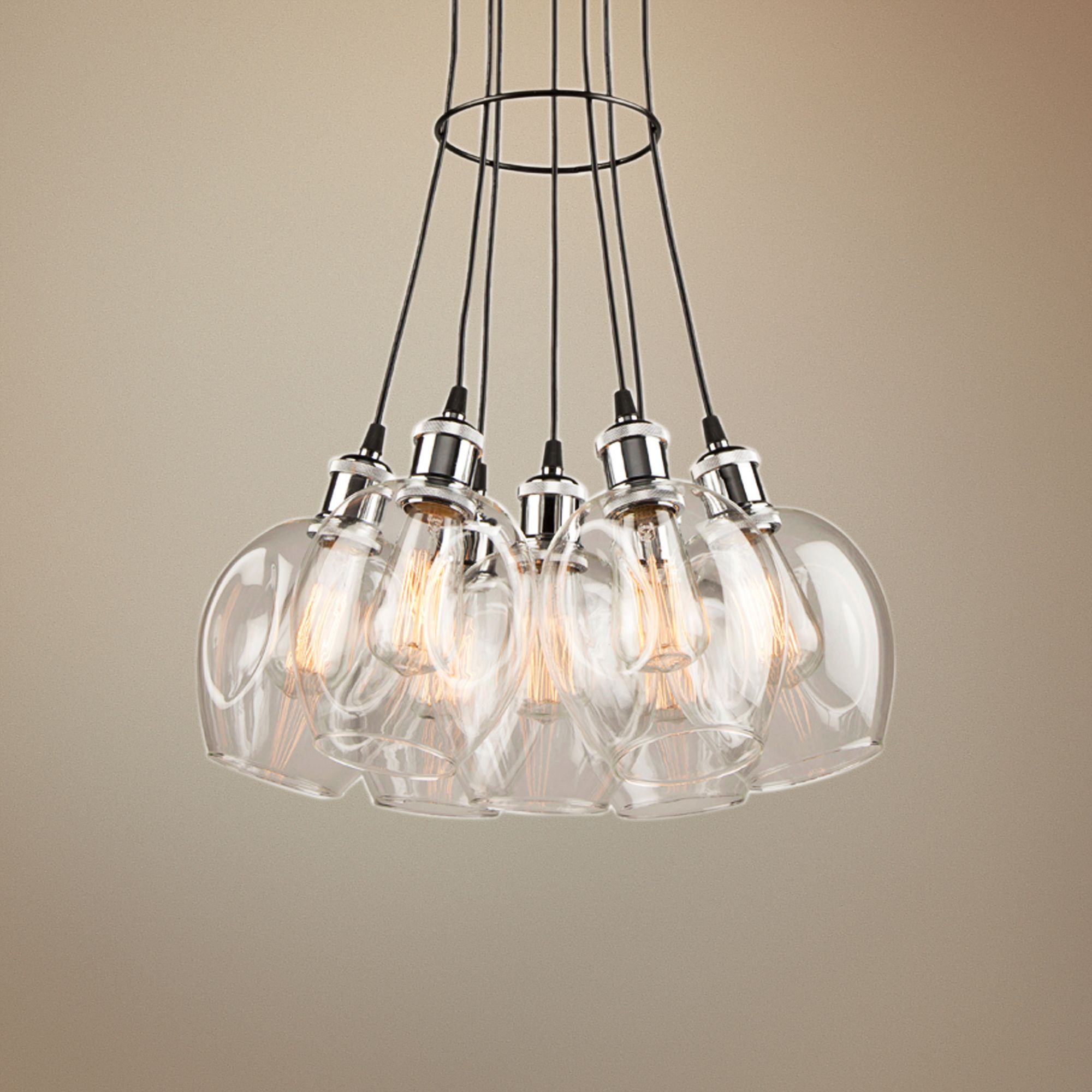 Clearwater 18"W Polish Nickel and Black Multi Light Pendant