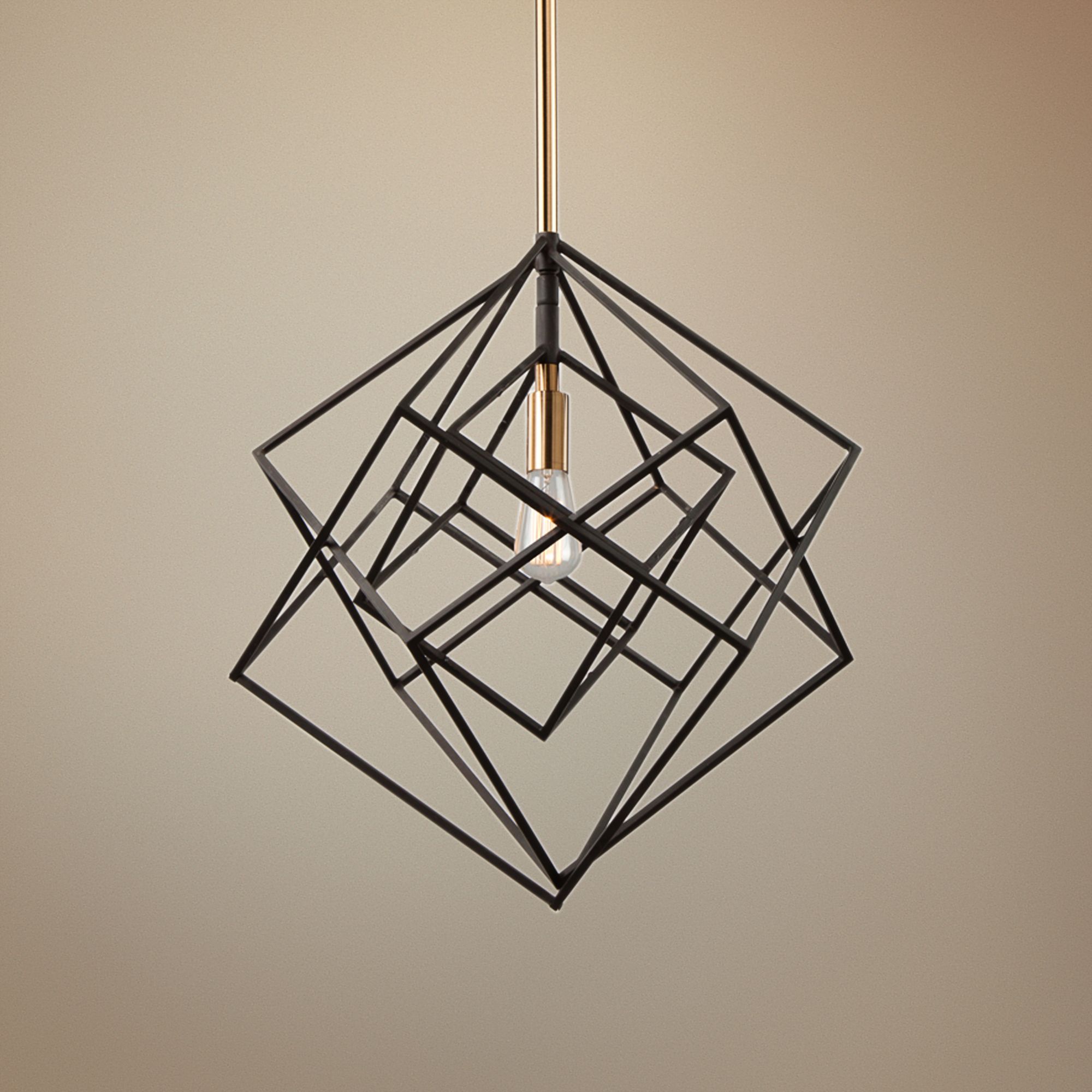 Artistry 16" Wide Matte Black and Satin Brass Pendant Light