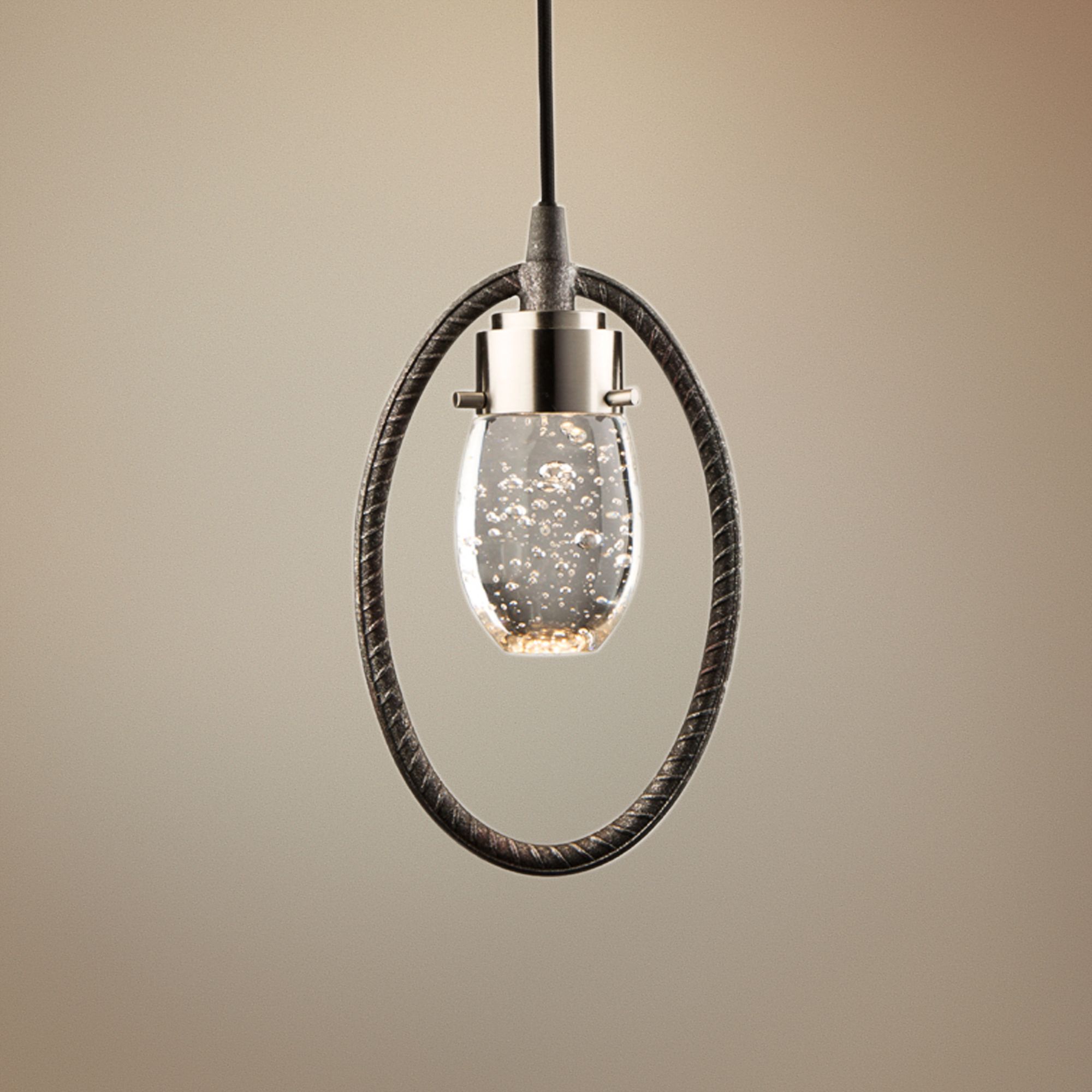 Kingsford 6" Wide Slate and Brushed Nickel LED Mini Pendant