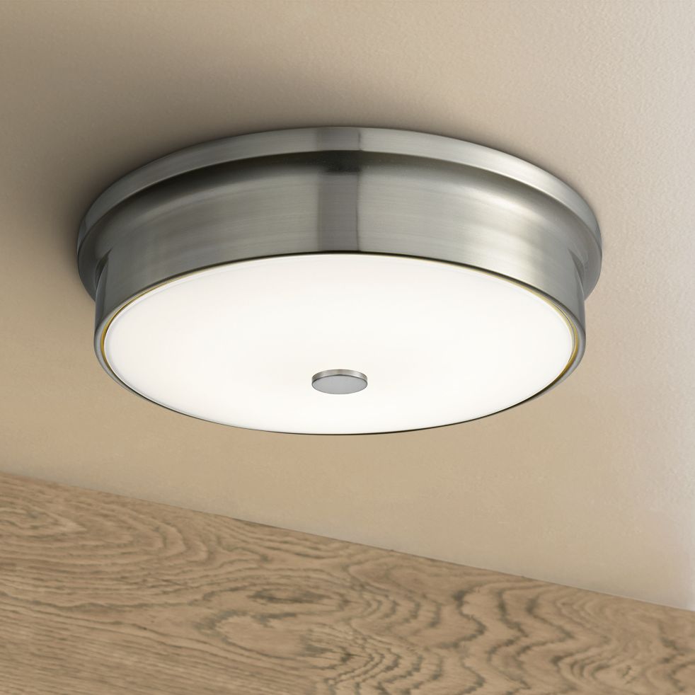 Towne 12" Wide Satin Nickel Round LED Ceiling Light