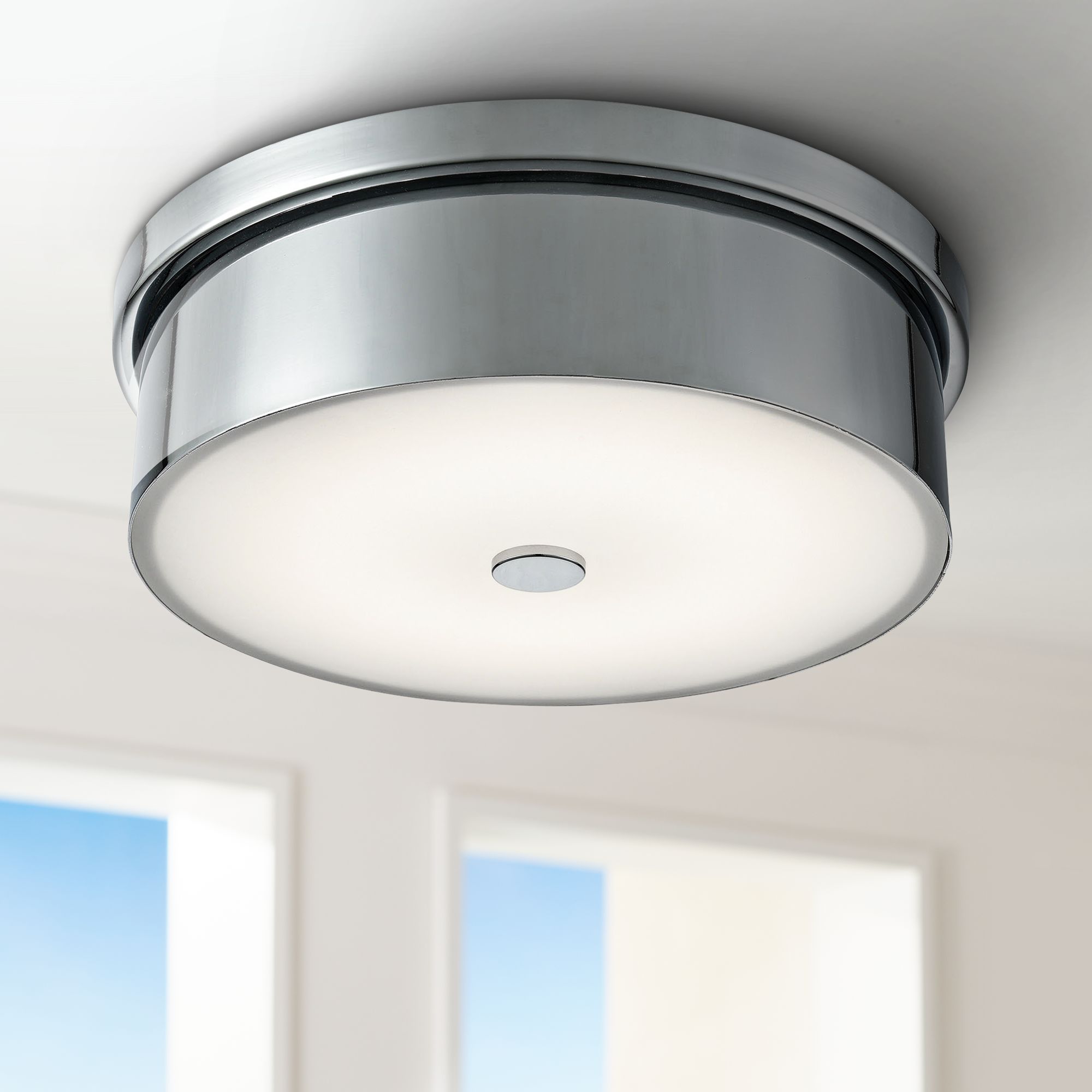 Towne 12" Wide Chrome Round LED Ceiling Light