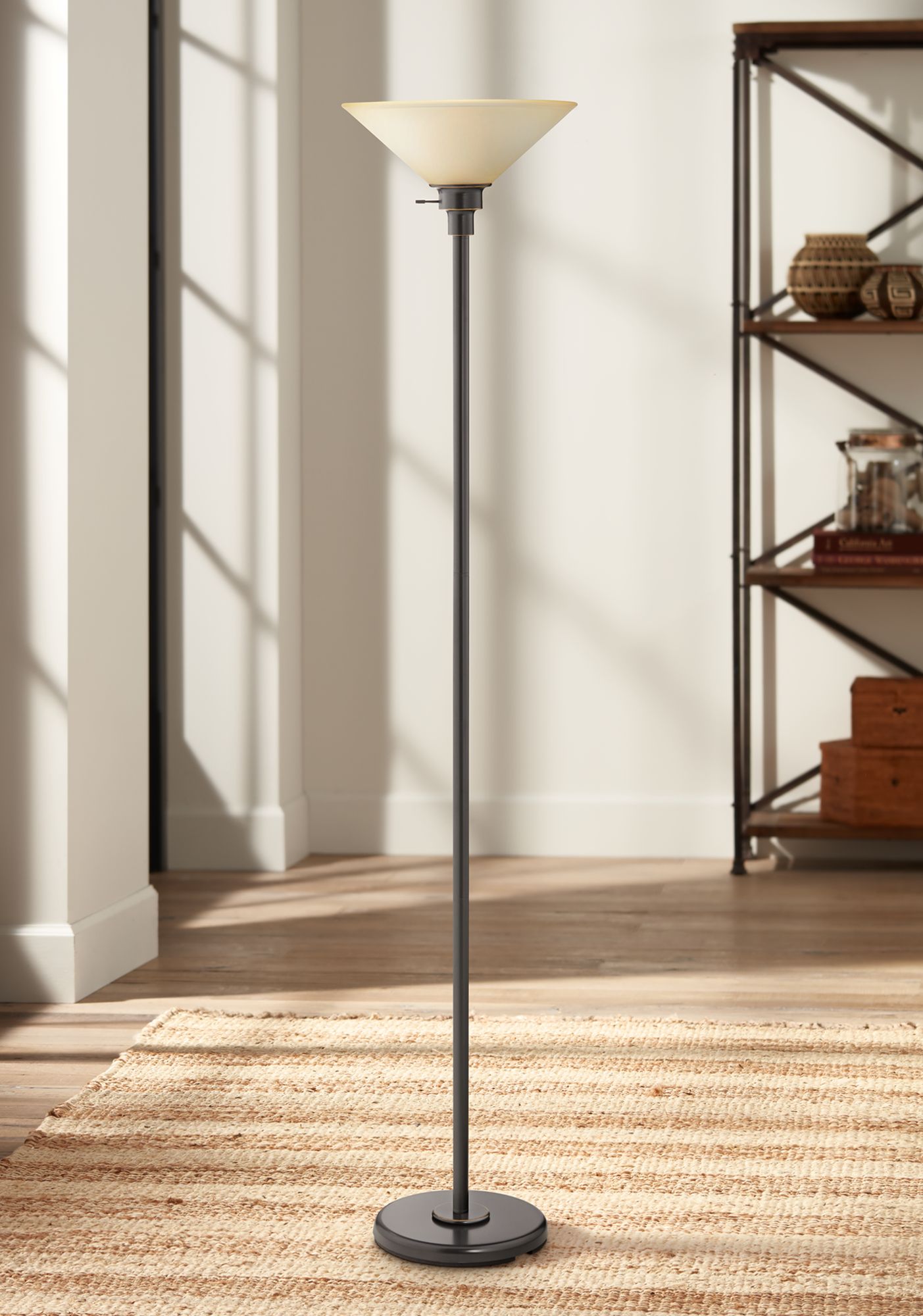 Soho Collection Dark Bronze Finish Torchiere Floor Lamp