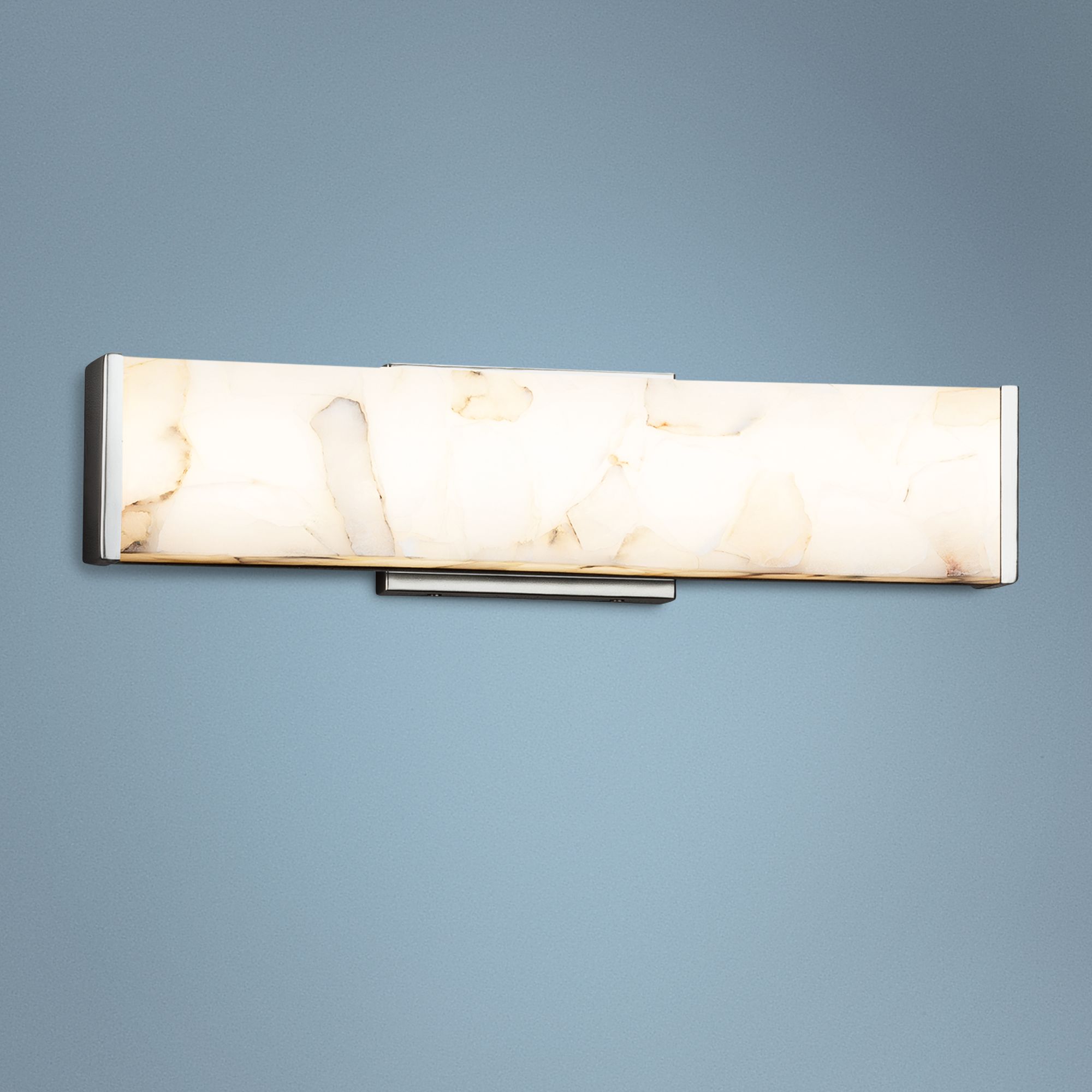 Alabaster Rocks! Latitude 18 1/2"W Nickel LED Bath Light