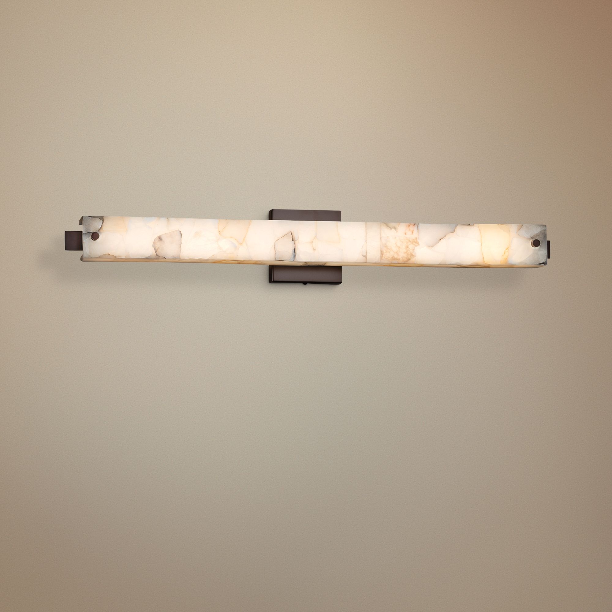 Alabaster Rocks! Edge 30 1/2"W Drk Brnz LED Bath Light