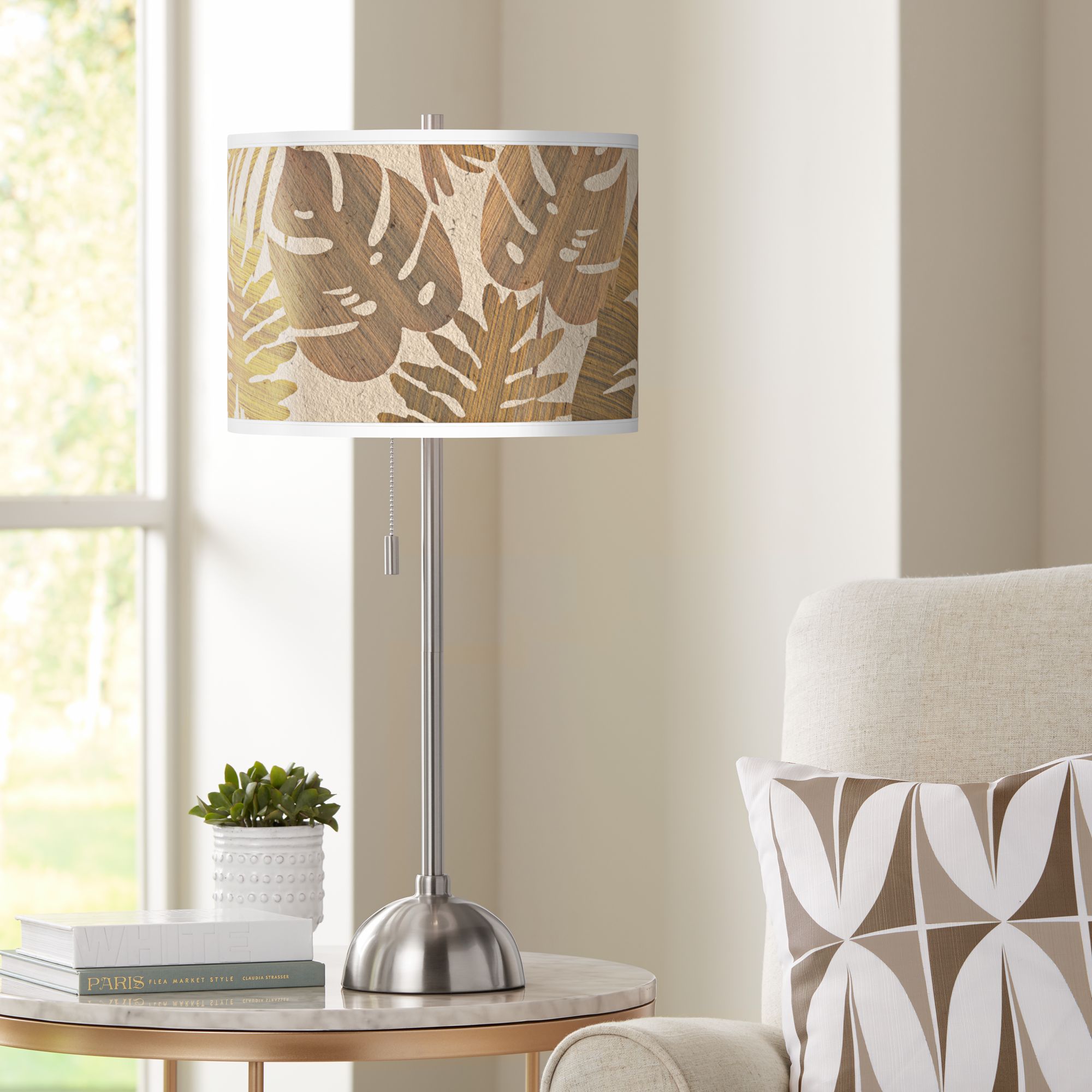 Tropical Woodwork Giclee Brushed Nickel Table Lamp