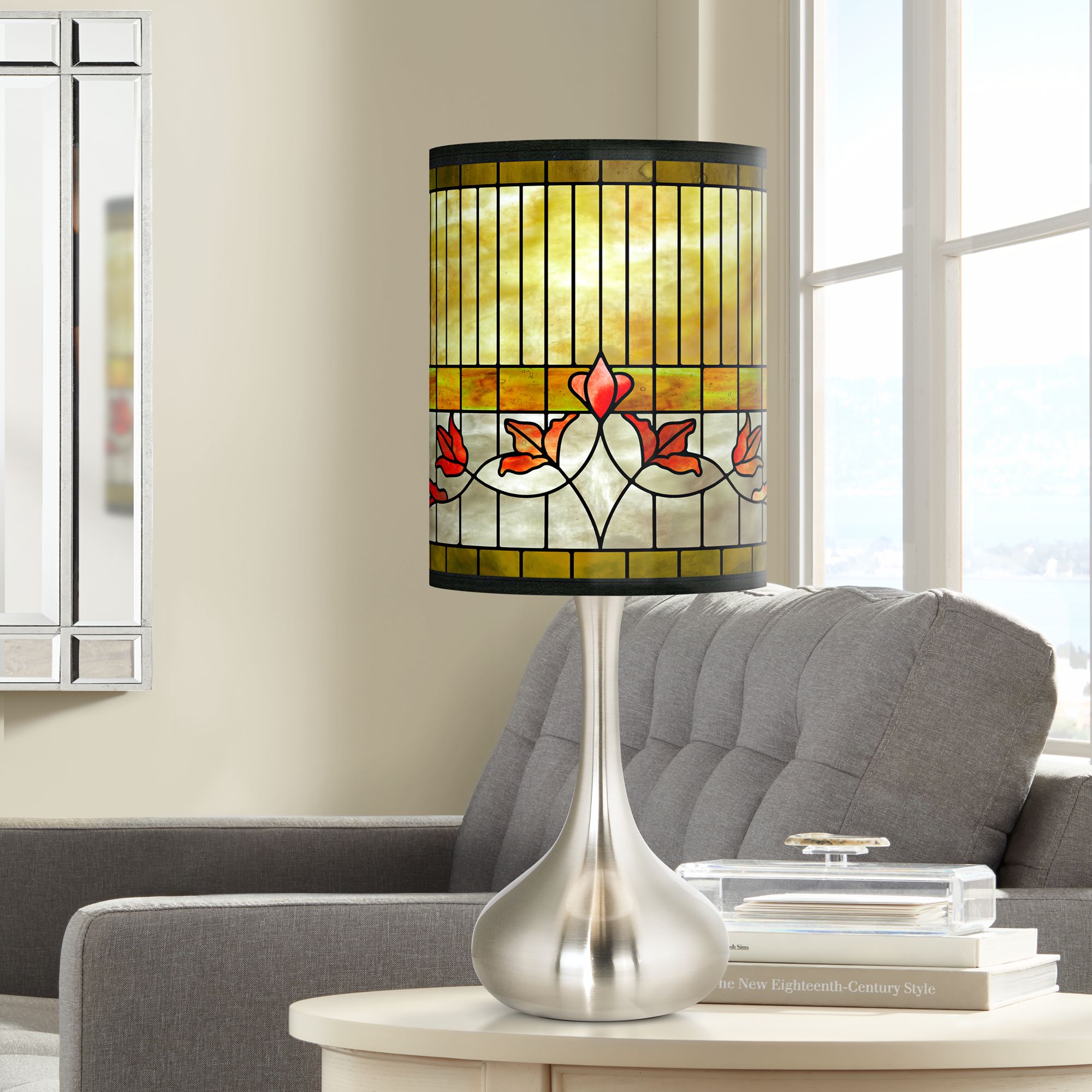 Tiffany-Style Lily Giclee Droplet Table Lamp