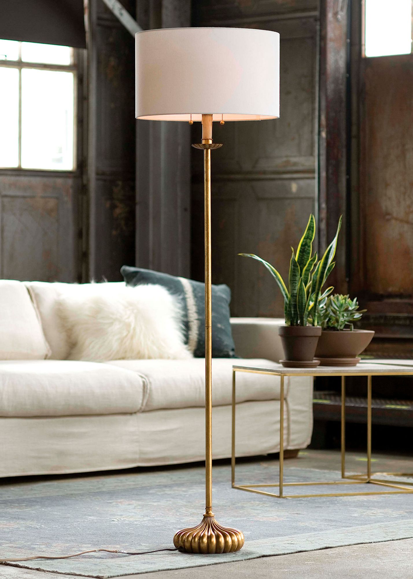 Regina Andrew Clove Stem Antique Gold Leaf Floor Lamp 37k85