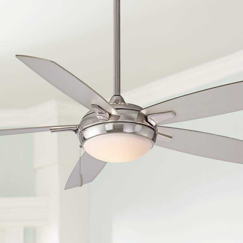 54&quot; Minka Aire Lun-Aire Brushed Nickel Pull Chain LED Ceiling Fan