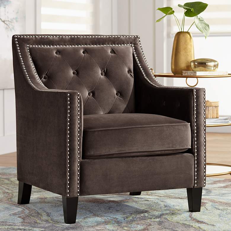 Tiffany Chocolate Brown Tufted Armchair
