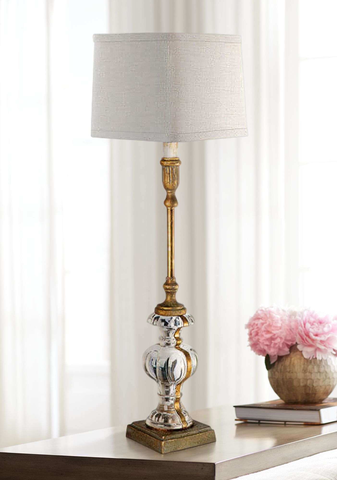 gold and silver table lamps