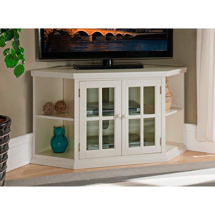Shelbie 46 Wide Cottage White 2 Door, White Tv Stand With Bookcases