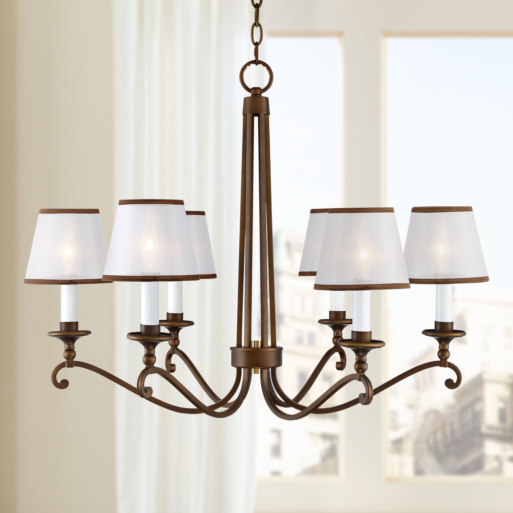 Rondele 31 1/2" Wide Oil Rubbed Bronze 6-Light Chandelier