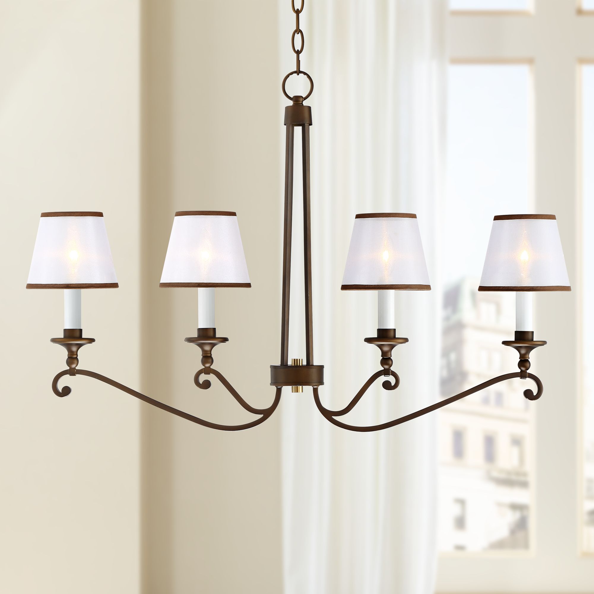 Rondele 36" Wide Oil Rubbed Bronze 4-Light Chandelier