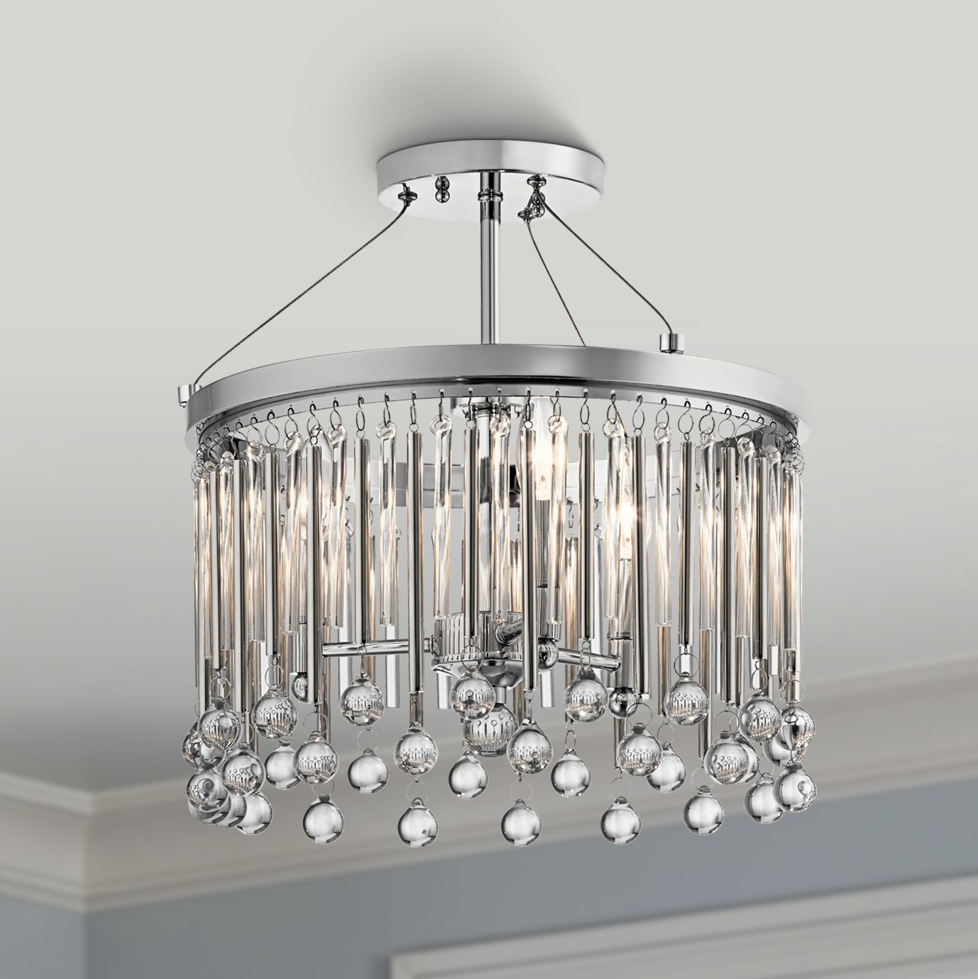 Kichler Piper 15" Wide Chrome 3-Light Ceiling Light