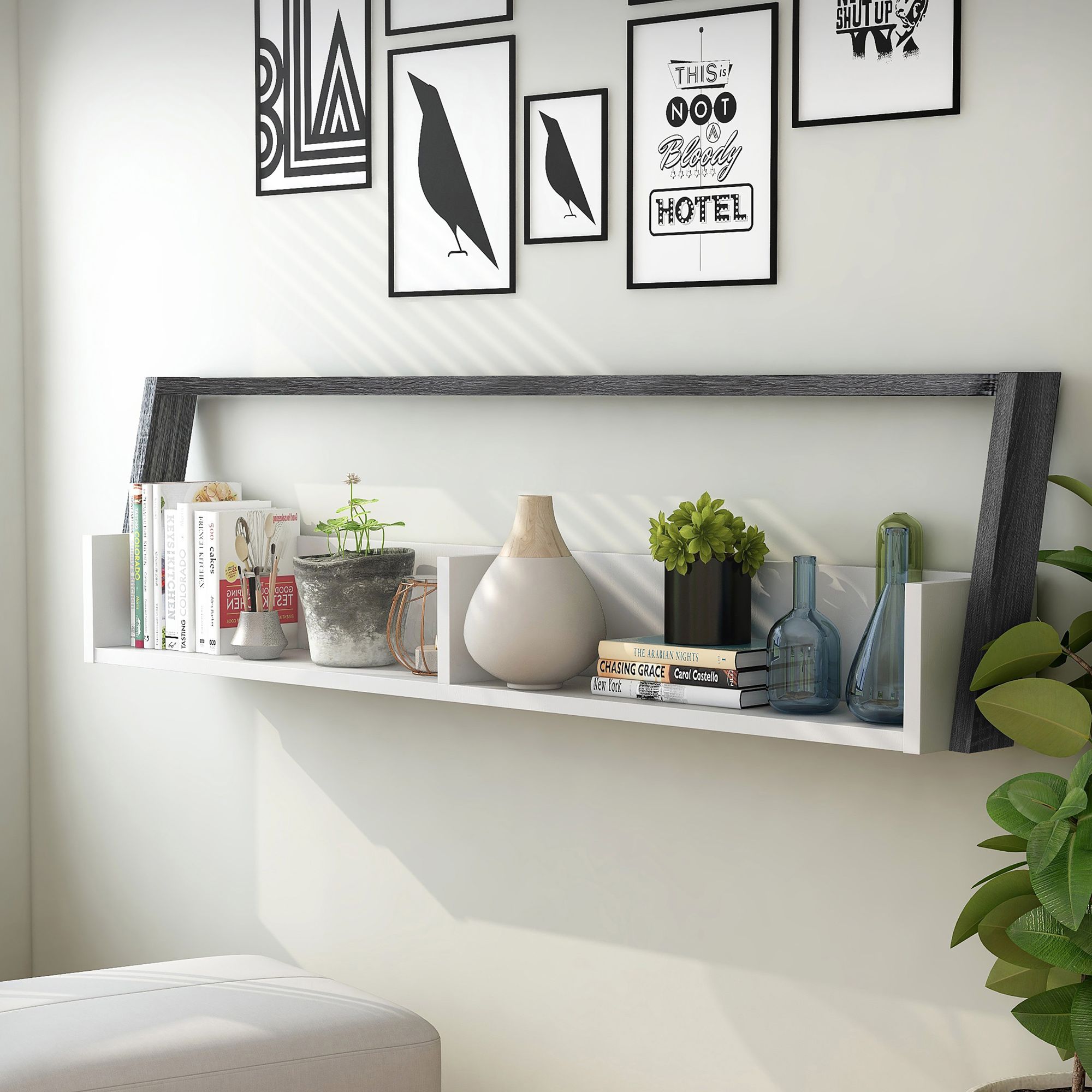 Daemore 62 1/2"W Distressed Gray and White 2-Shelf Bookcase