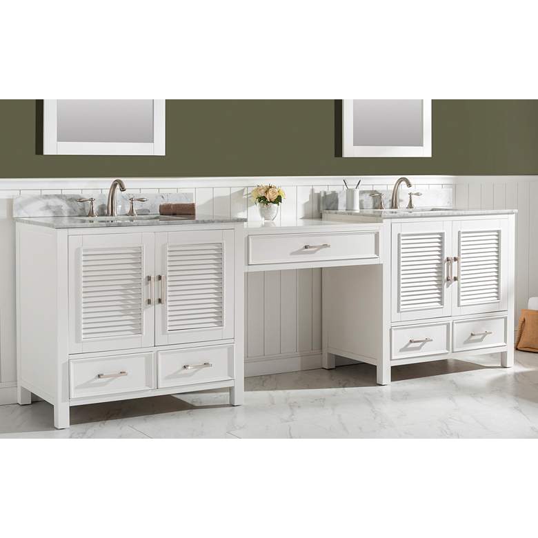 Estate 102&quot;W White Double Sink Bathroom Vanity Modular Set