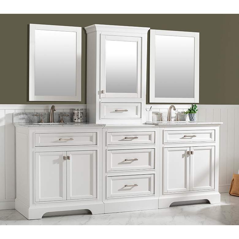Milano 84&quot;W White Double Sink Bathroom Vanity Modular Set