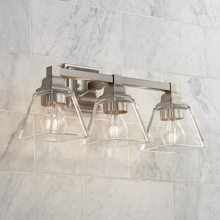 Clear Glass Bath Light, Brushed Nickel Vanity Light Clear Glass