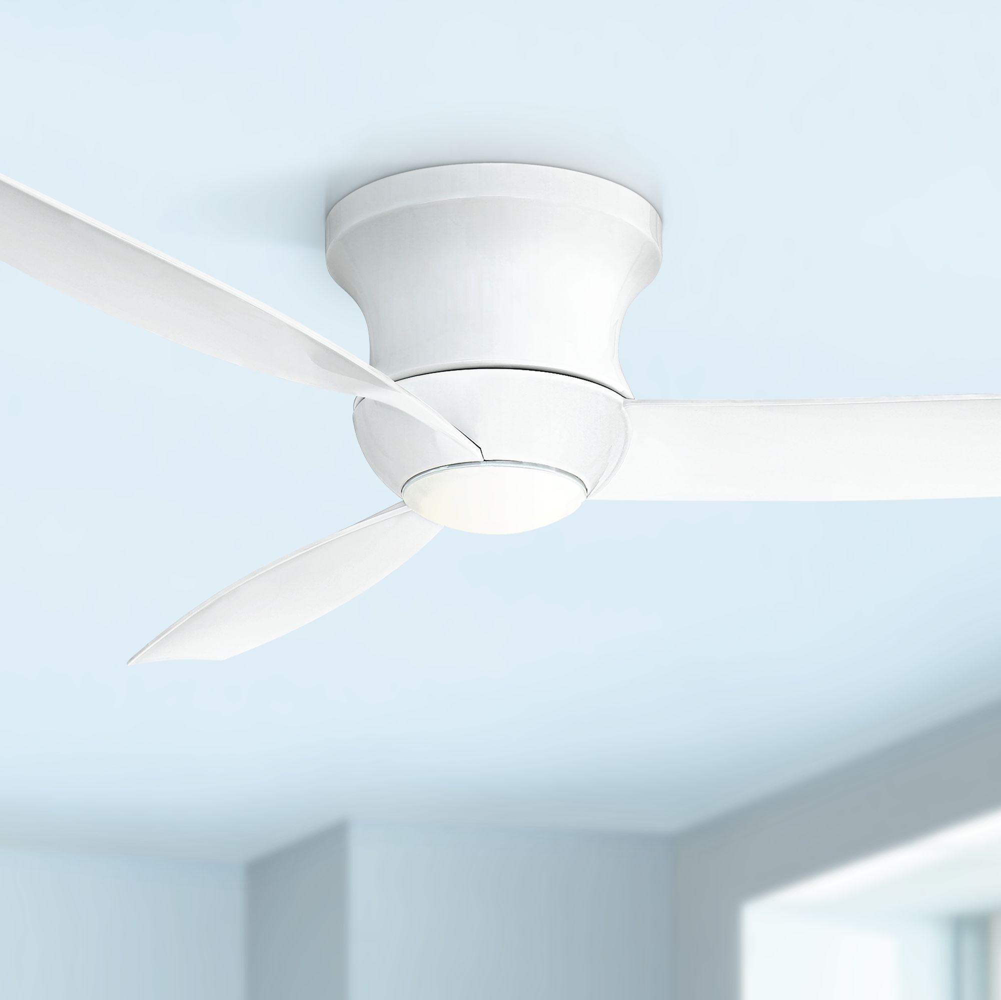 52 Reflection White Hugger Dimmable Led Ceiling Fan 39g26