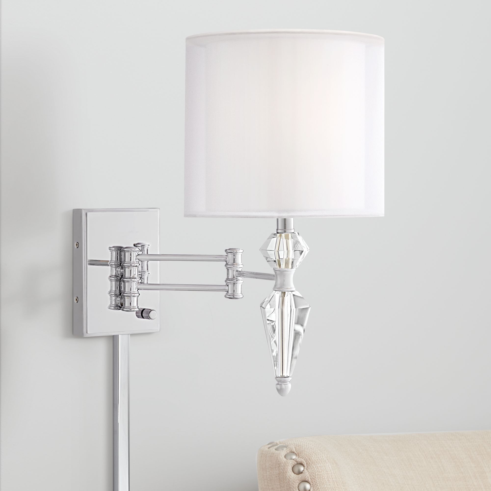 Possini Euro Park Place Chrome Swing Arm Wall Lamp