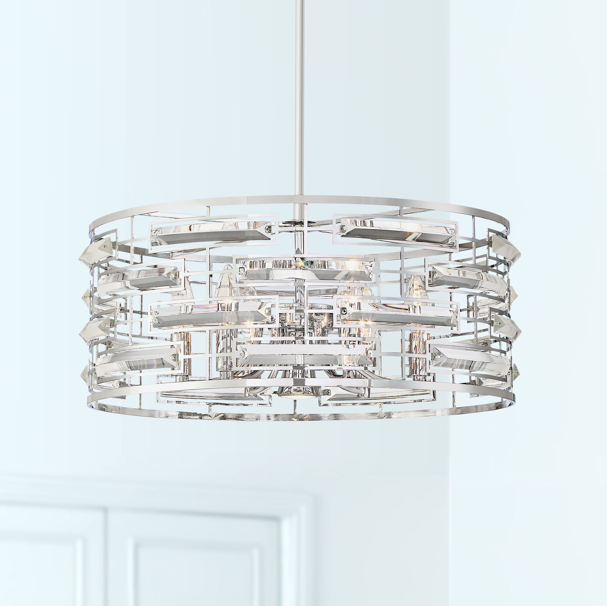 Smart 20" Wide Polished Nickel and Crystal Pendant Light