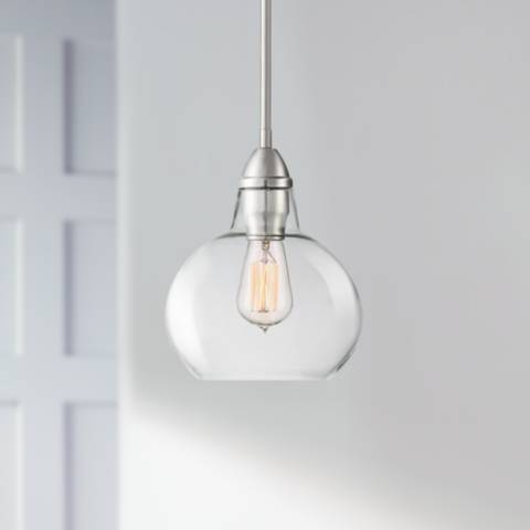 Shop Zoe 8" Wide Brushed Nickel and Clear Glass Mini Pendant from Lamps Plus on Openhaus