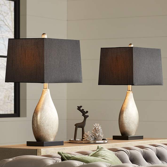 Marco Table Lamp With Black Shade Set, Modern Lamp Shades For Table Lamps