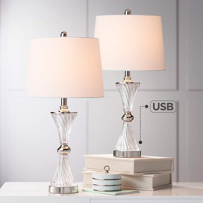 Luca Chrome And Glass Table Lamp With, Classy Table Lamps