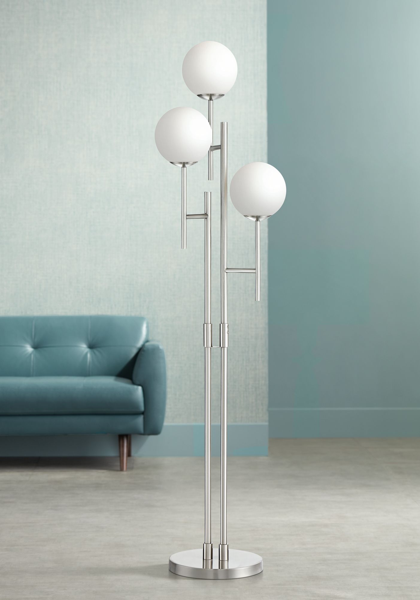 Possini Euro Comet Brushed Nickel 3-Light LED Floor Lamp