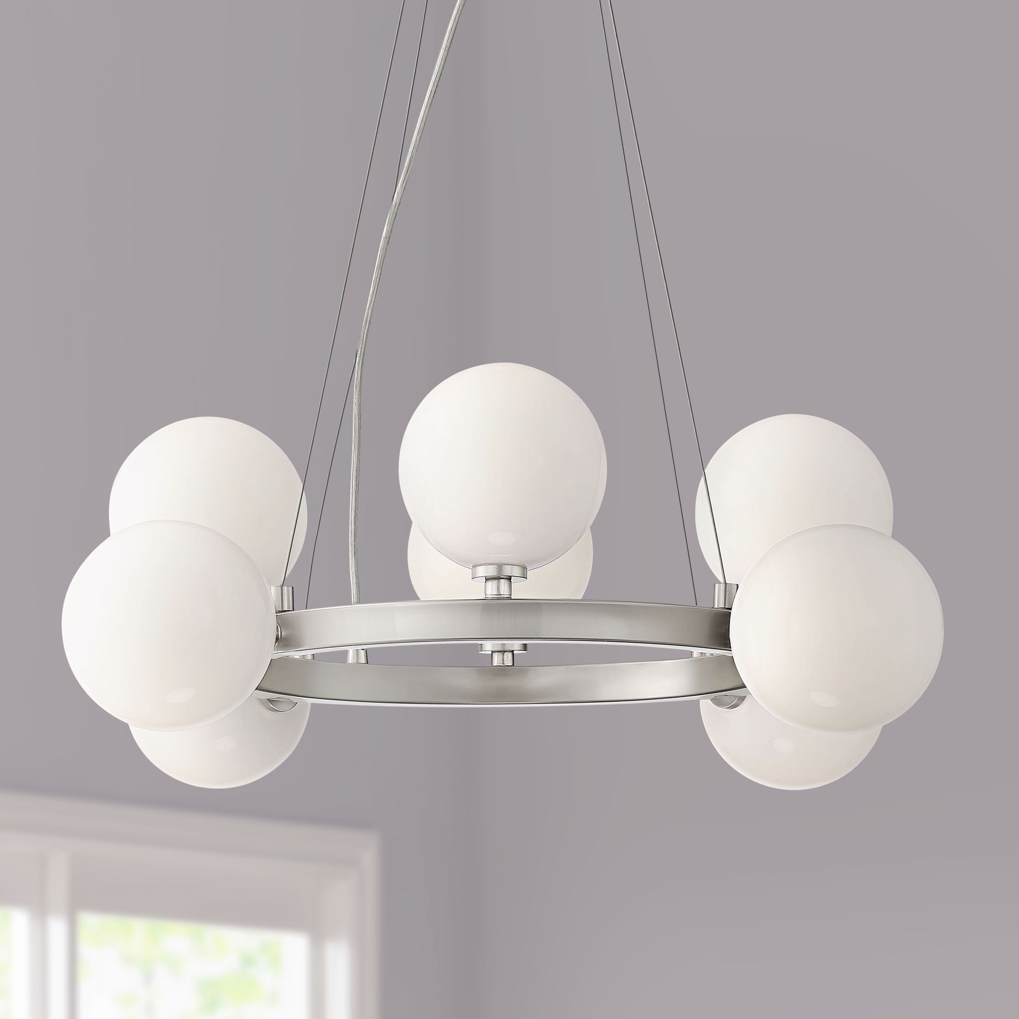 Larkin 26 1/2" Wide Brushed Nickel 8-Light LED Chandelier