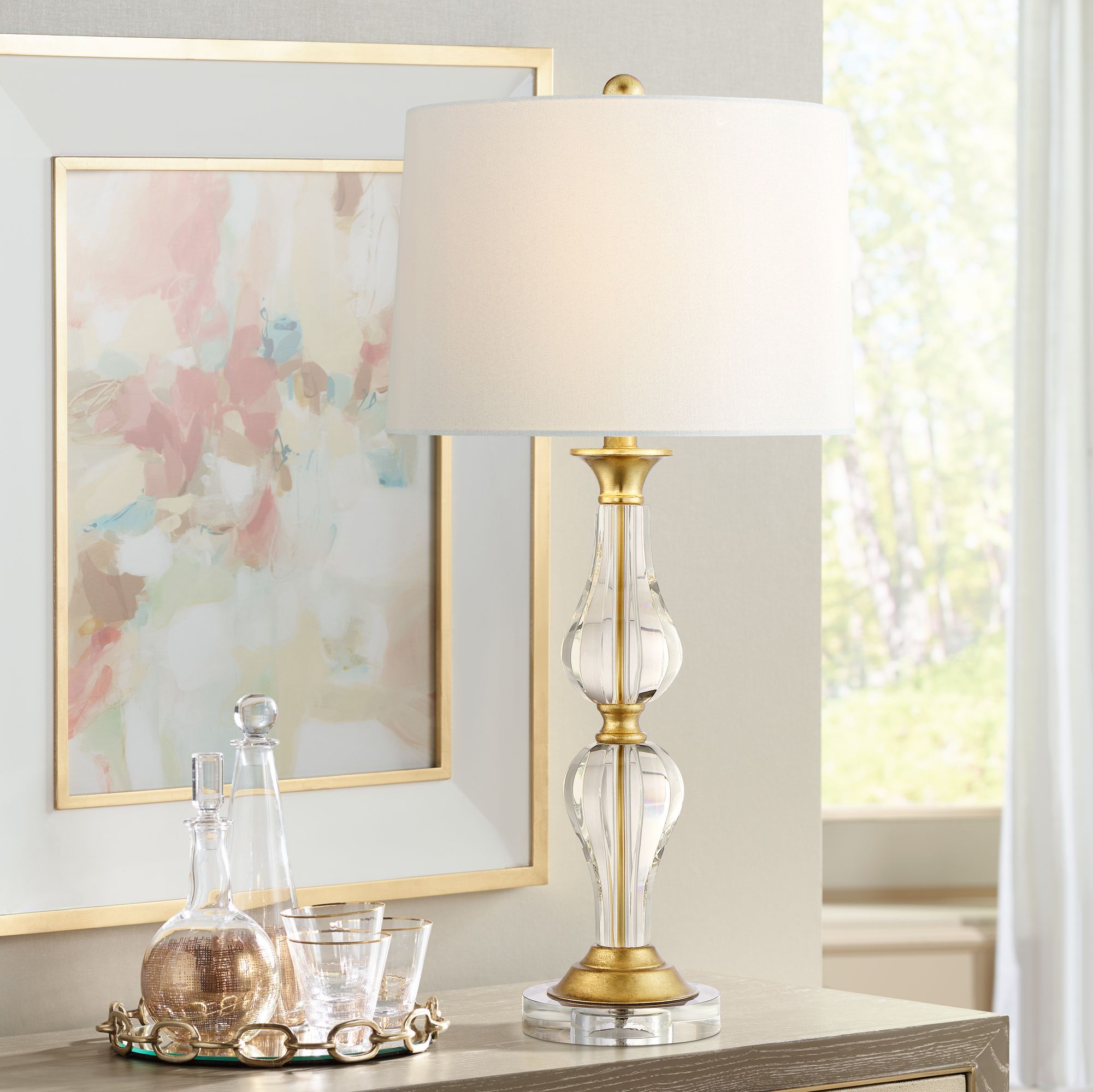 crystal and brass table lamps