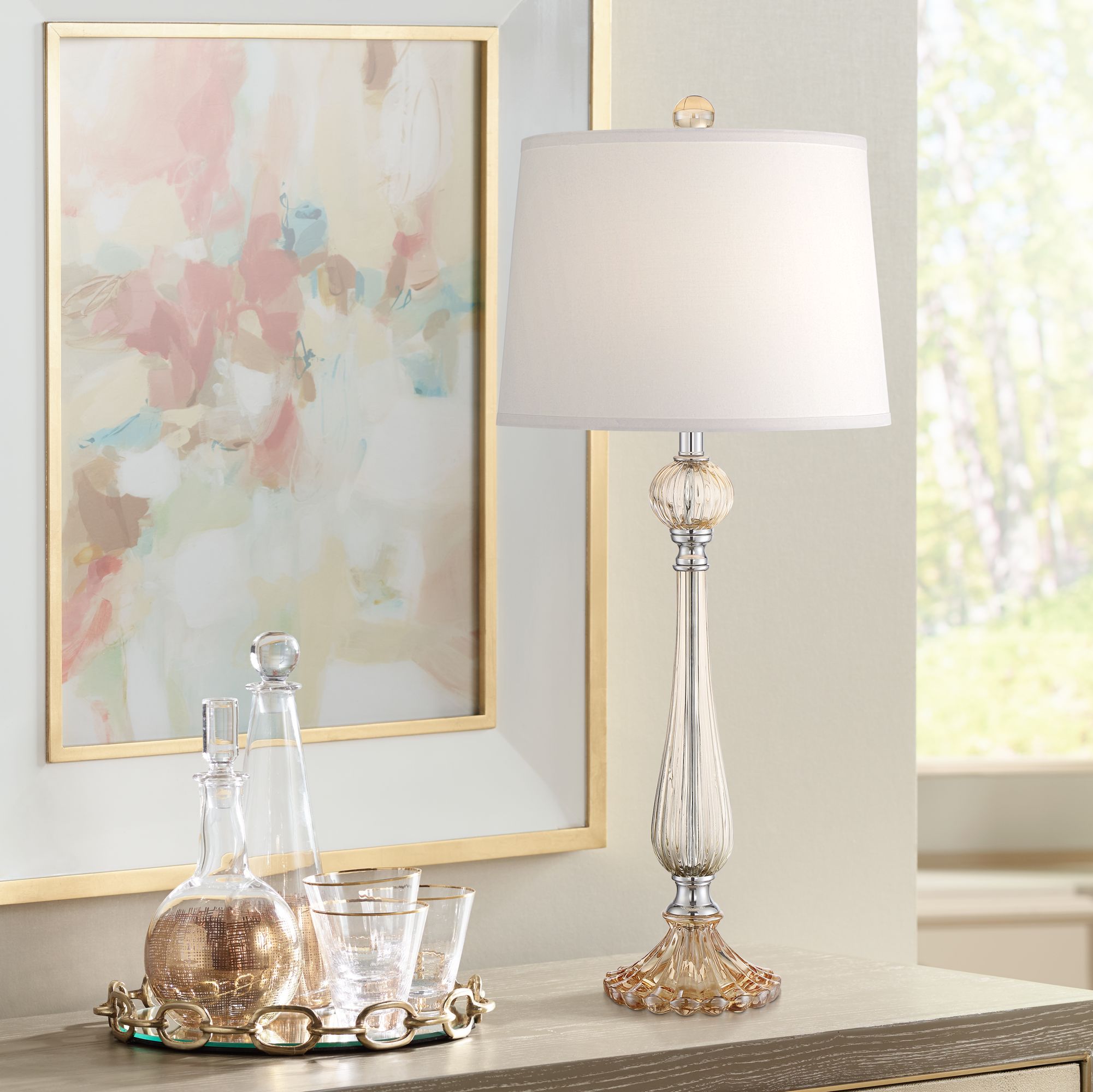 Possini Euro Antoine Champagne Glass Table Lamp