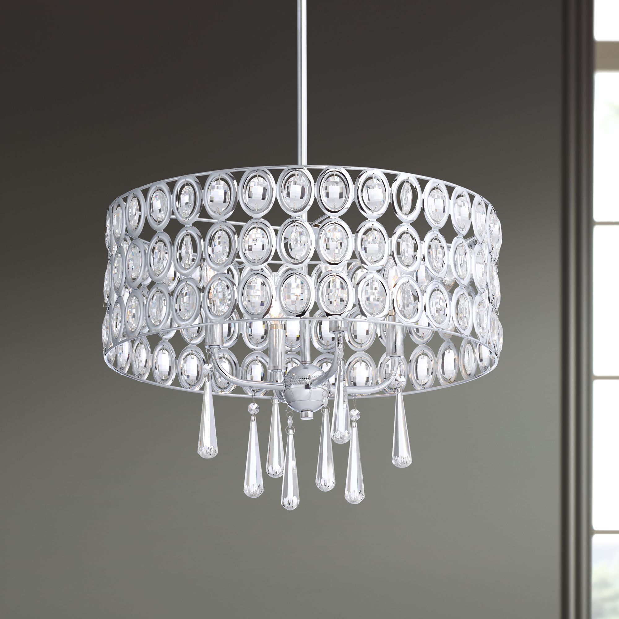 Possini Euro Almyra 19" Wide Chrome Crystal Pendant Light