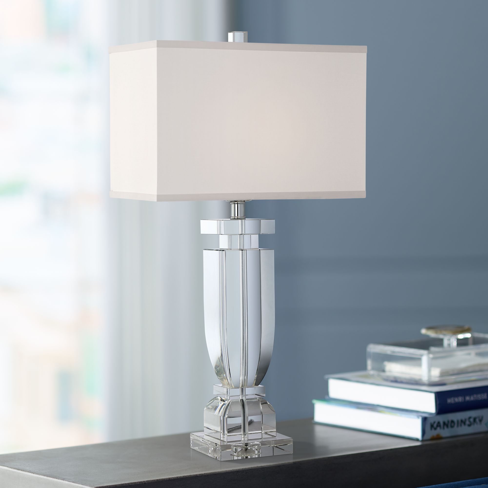 Emilia Crystal Table Lamp with Rectangular Shade