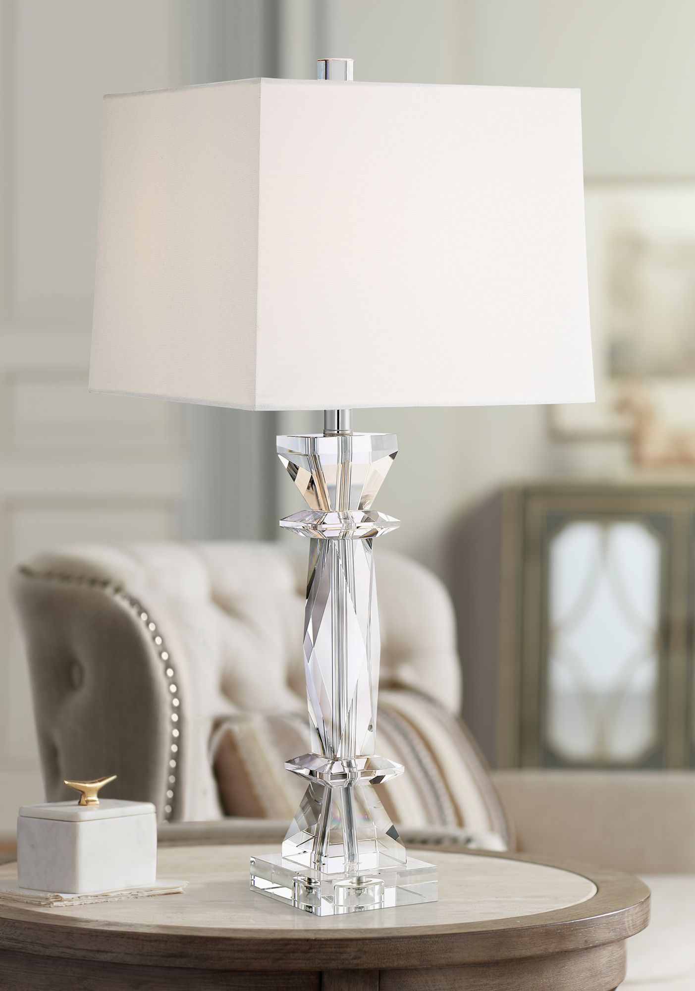 Irene Clear Crystal Table Lamp – Elegant Home Lighting Accent