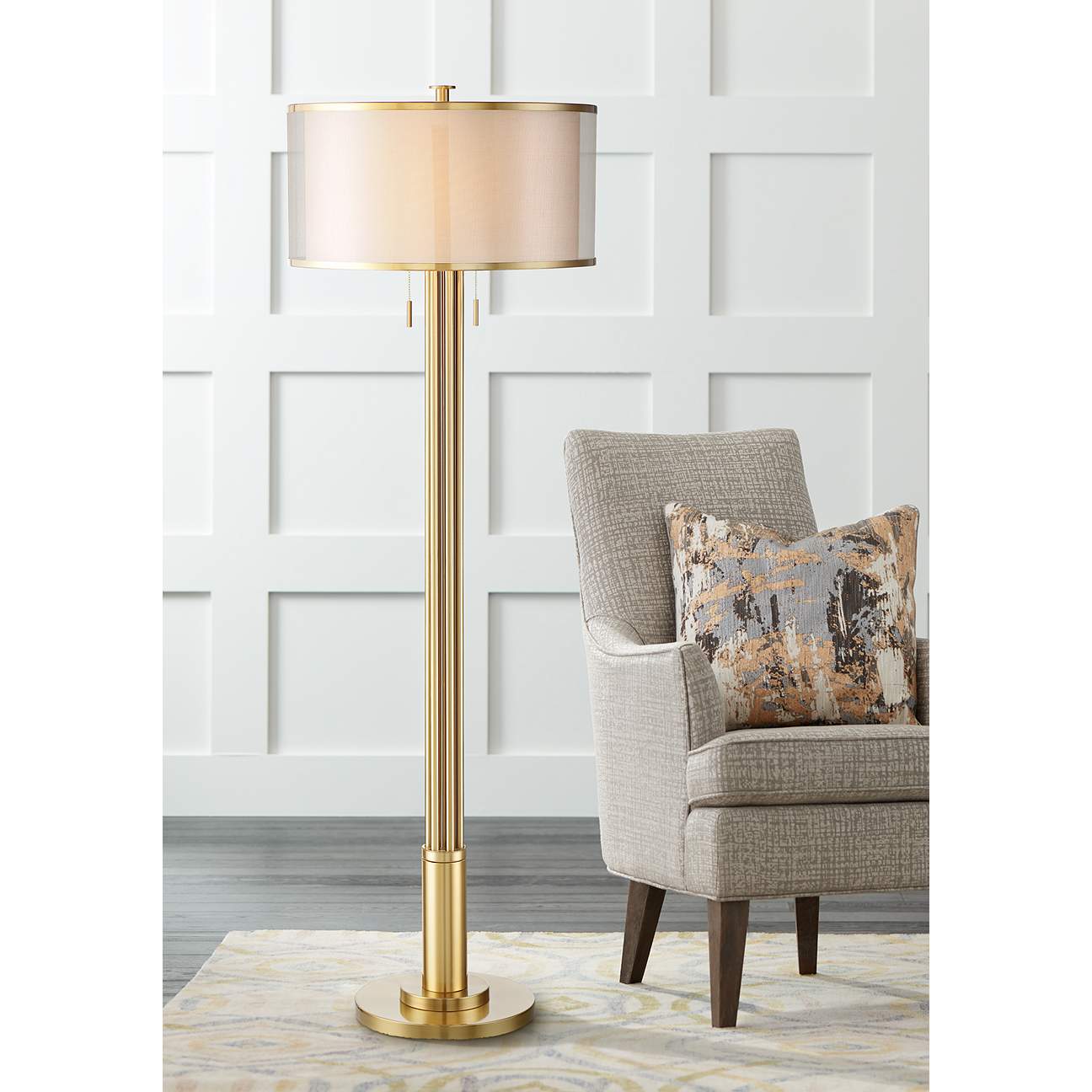Possini Euro Granview Tall Floor Lamp with Double Shade - #39R87