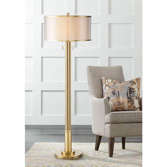 Possini Euro Granview Tall Floor Lamp With Double Shade 39r87