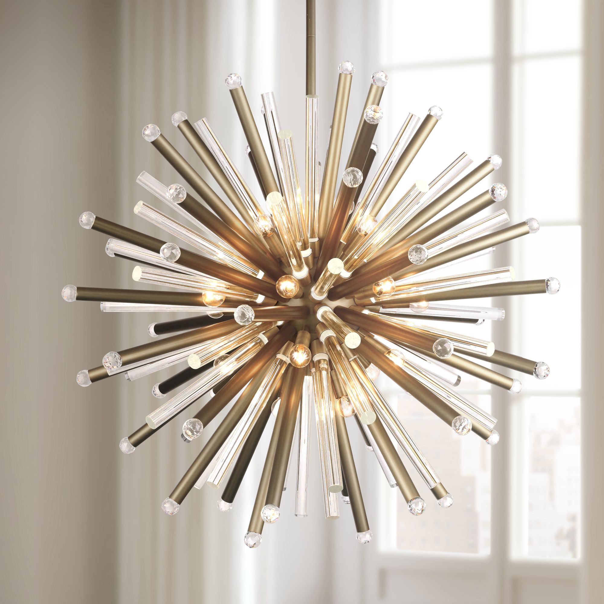 Maxwell 36" Wide Burnished Brass 21-Light Sputnik Pendant