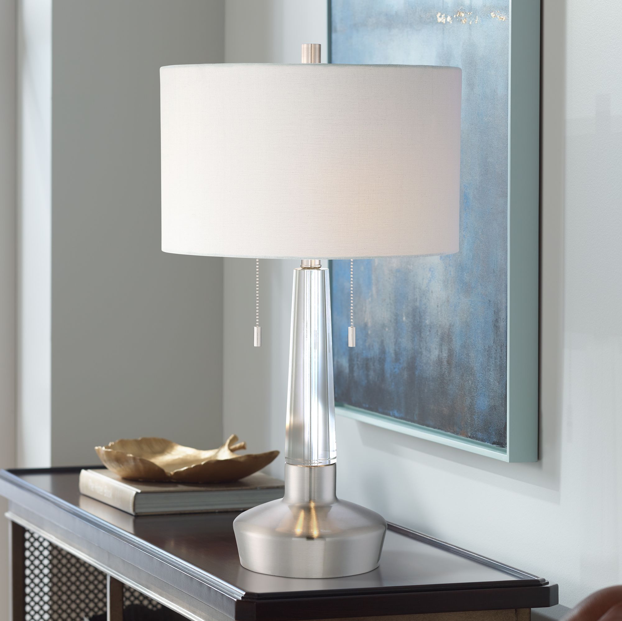 Maury Brushed Nickel and Crystal Table Lamp