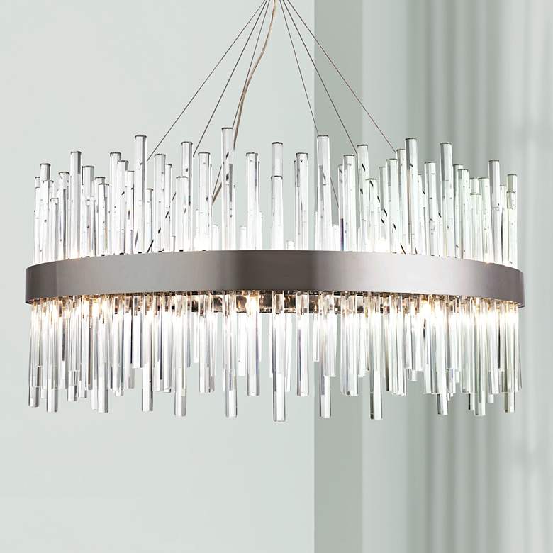 Image 1 Dallas 32" Wide Chrome and Crystal Modern Chandelier