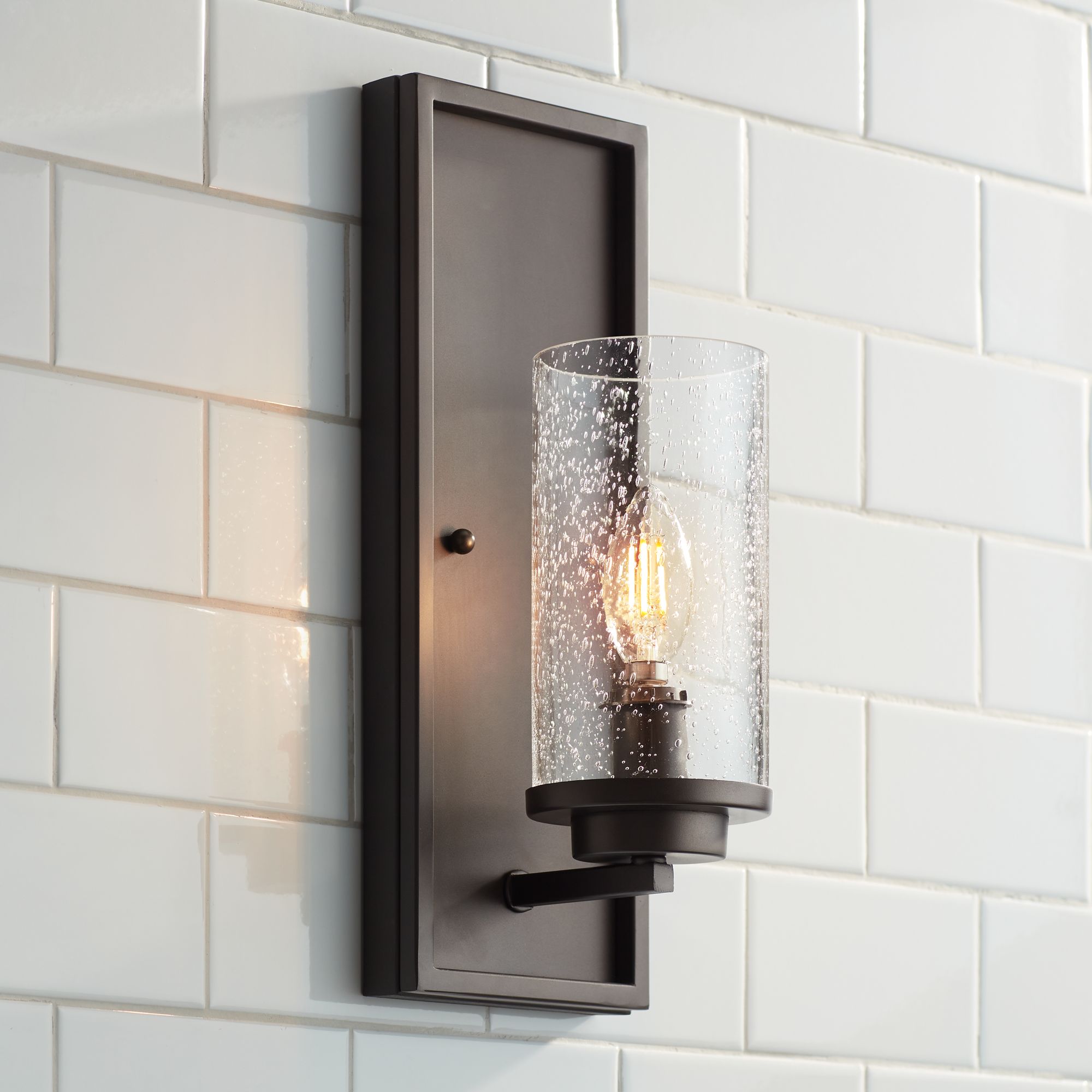 Nobel 14" High Glass and Bronze Wall Sconce