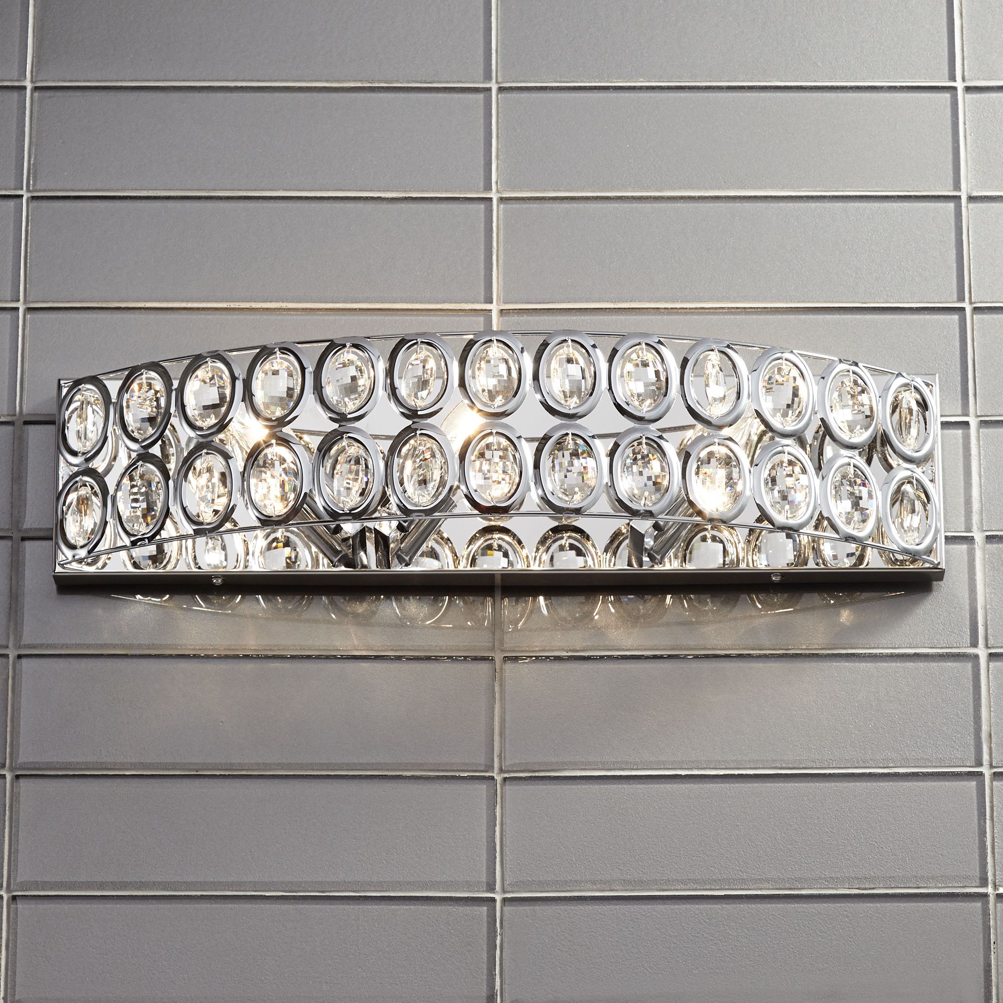 Aira Chrome and Crystal 22" Wide Bathroom Wall Light