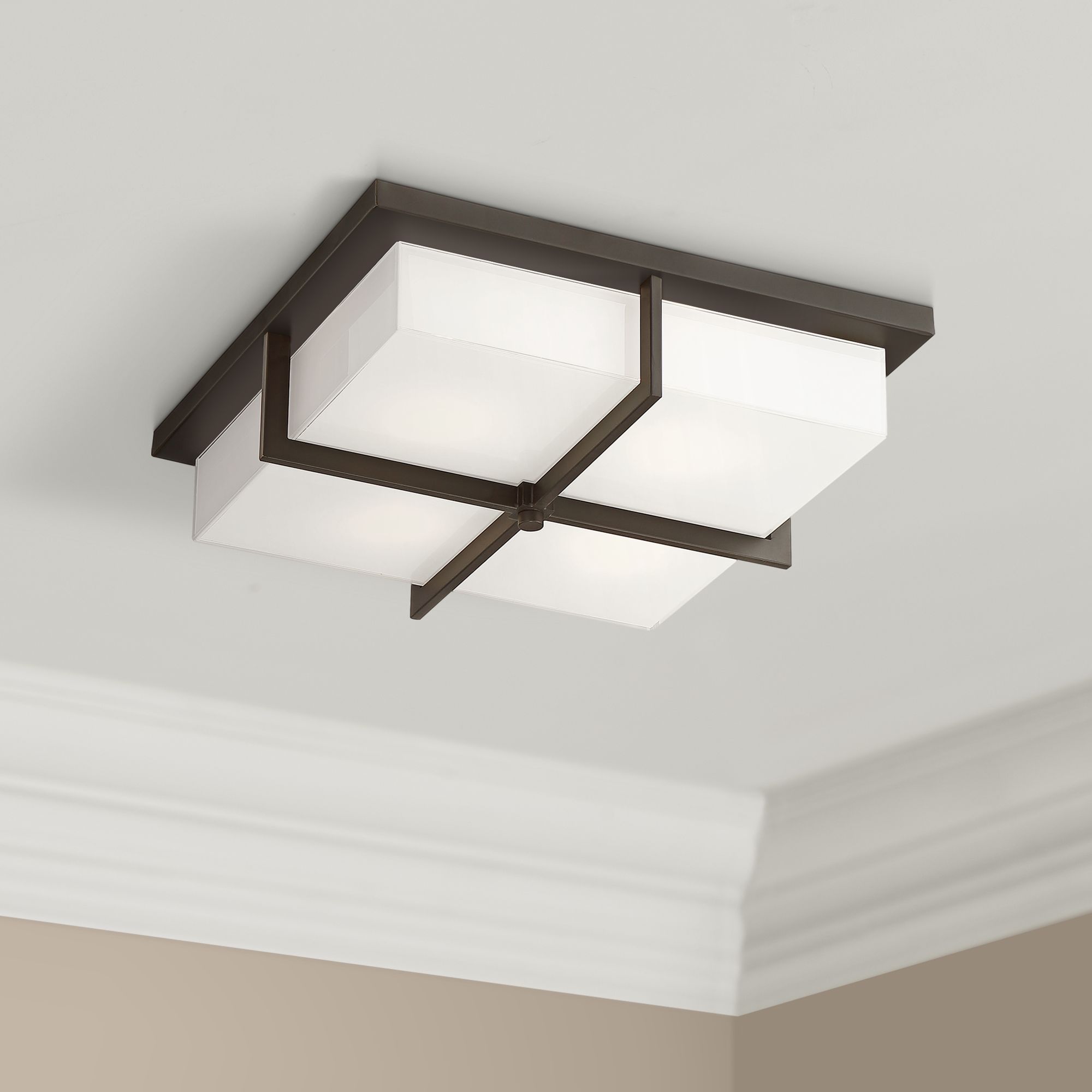 Possini Euro Giordano Bronze Square 4-Light Ceiling Light