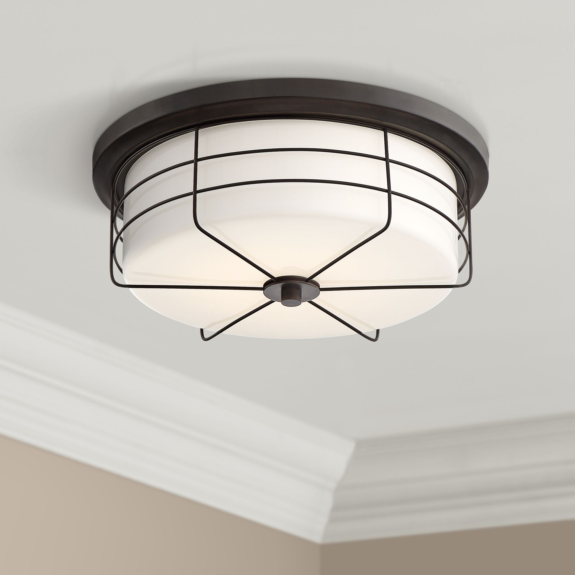Lovett 14 Wide Matte Black Led Ceiling Light